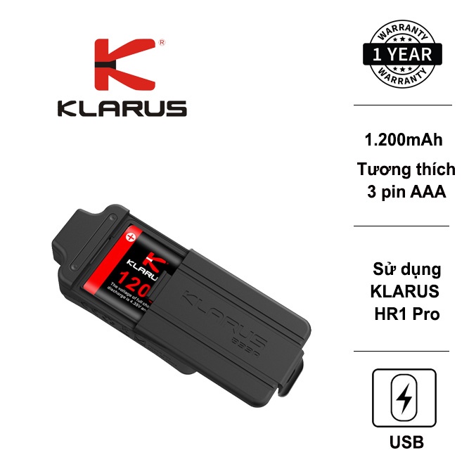 KLARUS B33A กล่องแบตเตอรี่แบบชาร์จไฟได้ - ใช้สําหรับไฟฉาย KLARUS HR1 PRO