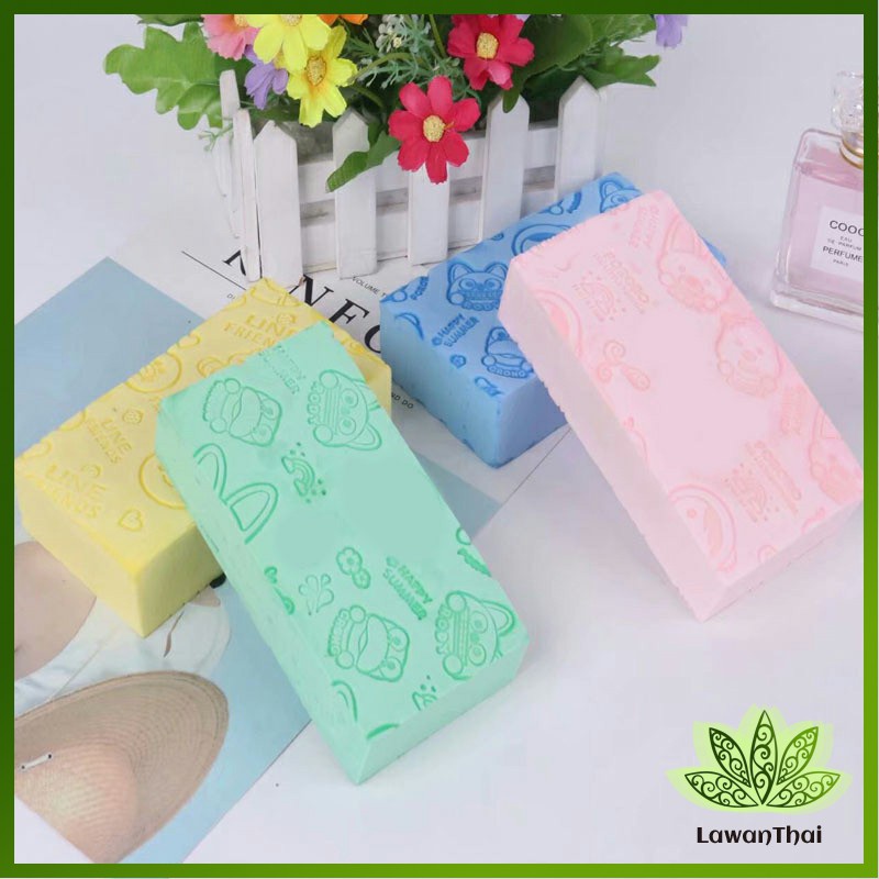 Lawan ฟองน้ำอาบน้ำ ระเบิดขี้ไคร ผลัดเซลล์ผิวที่ตายแล้ว พิมลายน่ารัก bath sponge