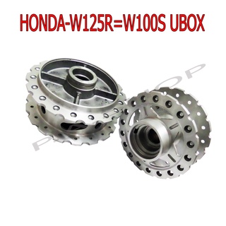 A NEW 2  ดุมกลึงเจาะมิลลิ่งด้านฟันเฟือง หน้า(ดิส)+หลัง สำหรับ HONDA-W125R=W100S NUBOX