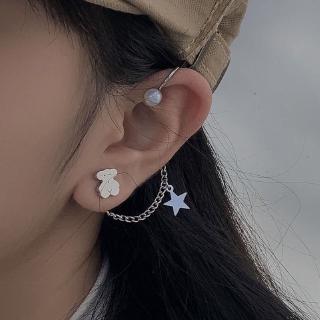 ins bear ear stud earrings simple personality earrings ear clip earrings