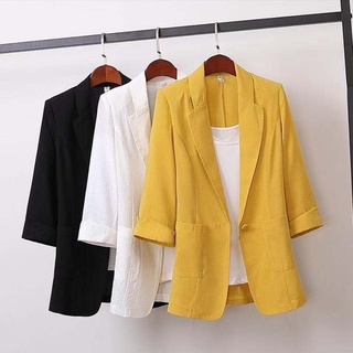 Casual Winter Coat Ladies Oversize Suit Jacket Autumn Tailored Plus Size Clothes Vintage Plain Spring Kpop Long Sleeve Woman Clothing Trendy For Women Fashion Blazer Terno 2021 Korean Styles Womens Loose Coats Blazers