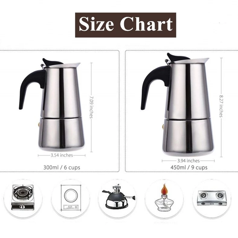 กาต้มกาแฟ หม้อต้มกาแฟสด หม้อต้มกาแฟสแตนเลส Moka pot ใช้งานง่าย สามารถทำกาแฟทานได้ด้วยตัวเองที่บ้าน Deebillion thumbnail 9