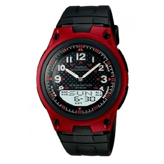 Casio Standard นาฬิกาข้อมือผู้ชาย สายเรซิน รุ่น AW-80-4BVDF - สีดำ/แดง