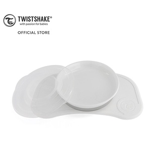 Twistshake Click-Mat + Plate ชุดจานและแผ่นดูดกันลื่น มาพร้อมฝาปิดกันหก (สีขาว/White)