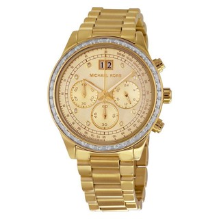 Michael Kors Brinkley Chronograph Gold Dial Gold-tone Ladies WatchMK6187