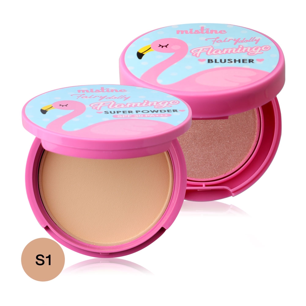 Mistine Set 2 Items Fairy Dolly Flamingo Super Powder SPF30/PA+++ 10g #S1 + Fairy Dolly Flamingo Blu