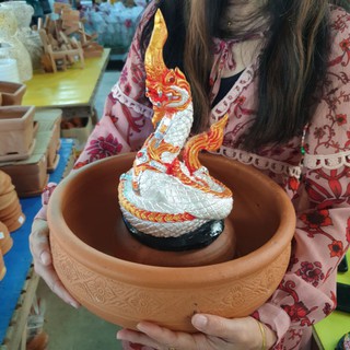อ่างดินเผา 10 นิ้ว เสริมฮวงจุ้ย ปลูกบัว เลี้ยงปลา วางพระพิฆเนศวร พญานาค ทำน้ำตก น้ำพุ ตั้งองค์ ของมงคล วัสดุดินเผา