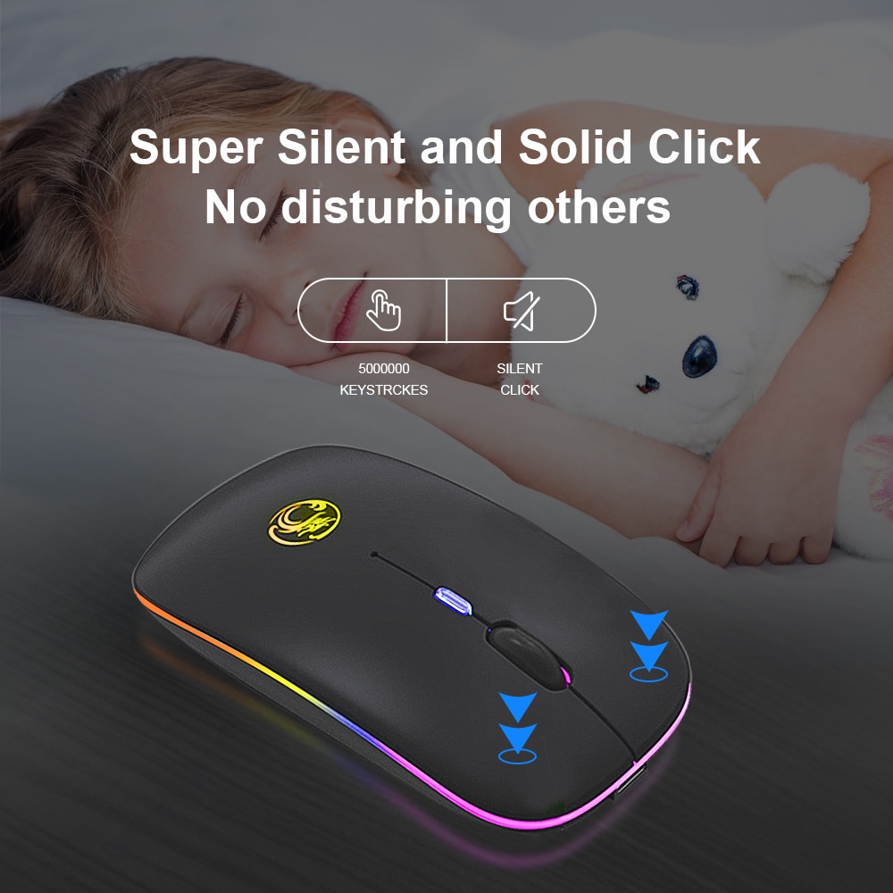 Wireless Mouse Bluetooth Mouse RGB Rechargeable Computer Mouse Wireless ...
