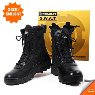 ราคาArmy Tactical Boots รองเท้าทหาร รองเท้าคอมแบท รด   แบบมีซิป​ใจ Swat Boots Combat Boots