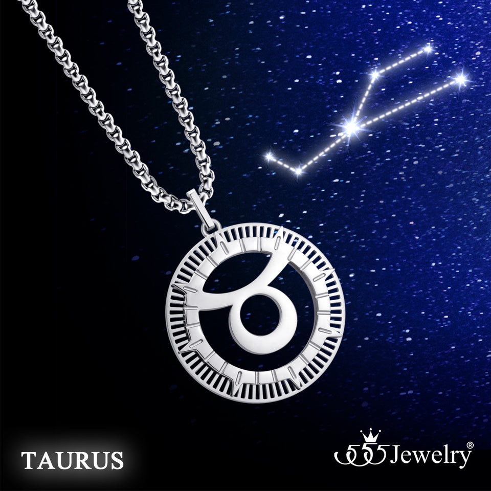 555jewelry จี้พร้อมสร้อยคอ Zodiac สแตนเลสสตีล แท้ 12 ราศี ดีไซน์ สวยเท่ ไม่เหมือนใคร รุ่น MNC-P969 - ราศีพฤษภ Taurus