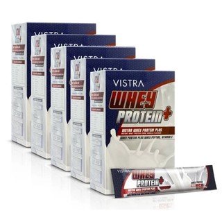 Vistra Whey Protein Plus Whey Peptide ผลิตภัณฑ์นมเวย์โปรตีน รสวานิลลา15ซอง5กล่อง