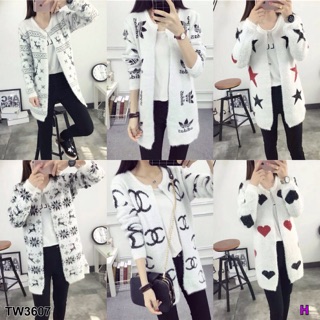 เดรสสั้น เสื้อคลุม แขนยาว กันหนาว แฟชั่นเกาหลี พิมพ์ลาย