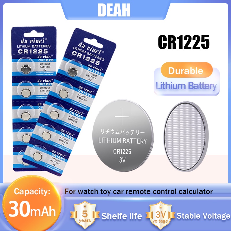 CR1225 CR 1225 3V 30mAh Lithium Battery LM1225 BR1225 KCR1225 Button Coin Cell For Toy Car Remote Co