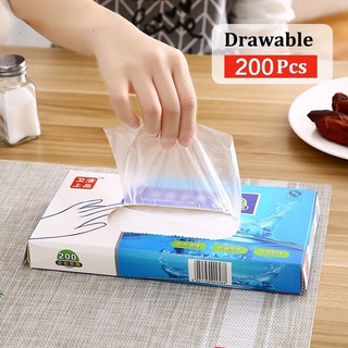 ถุงมือพลาสติกใสสําหรับทําอาหาร 100 ชิ้น / กล่อง 200 ชิ้น