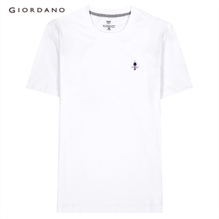 ผ้าฝ้าย 100%GIORDANO เสื้อยืดผู้ชาย คอกลม - Mens Clic Man Tees01020201S-3XL