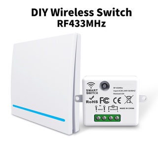 สวิตช์ไร้สาย Wireless Switch Set สวิตช์ไร้สาย 1input/output 220v RF433MHz คุมระยะไกล 10-50ม ใช้สวิตช์ได้สูงสุด15สวิตช์ใจ