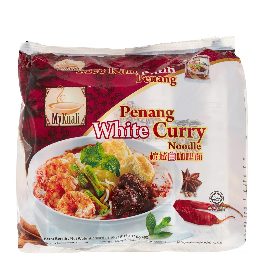 Mykuali Penang White Curry Noodle 1เเพ็ค มี 4 ซอง
