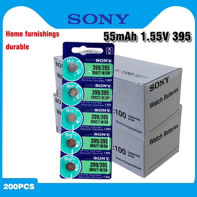 200pcs Original SONY 395 SR927SW 399 SR927W AG7 LR927 1.55V Silver Oxide Button Coin Cell For Toy Wa