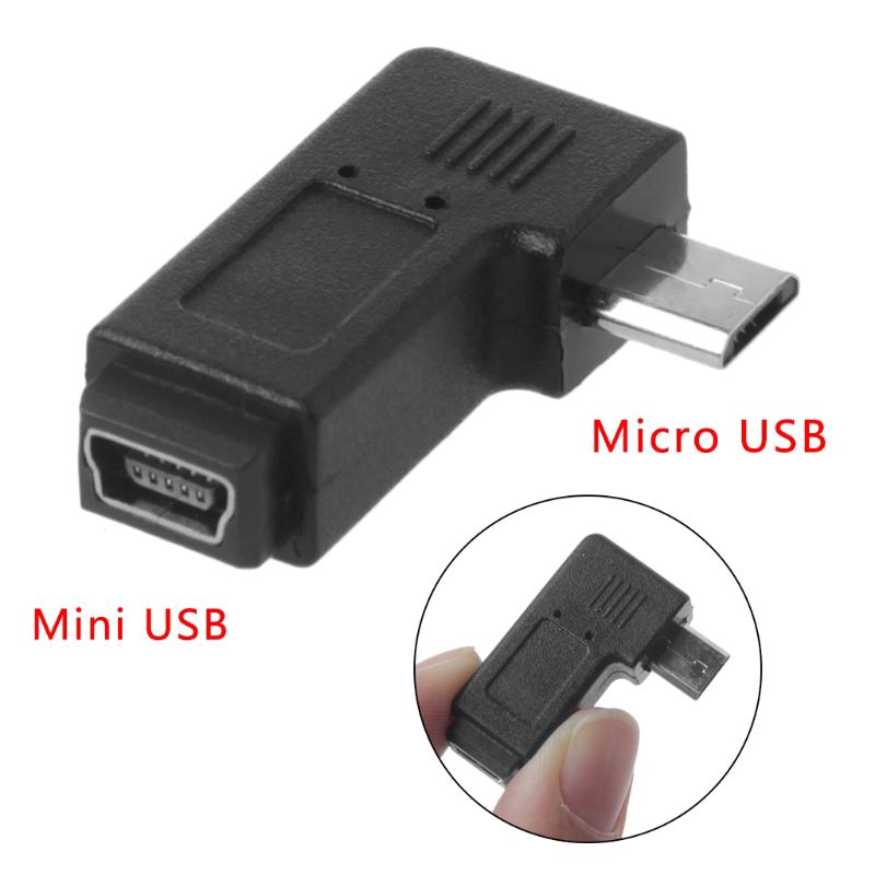 อะแดปเตอร์Micro Usb Male To Right Angled Mini Usb 5 Pin Female To Micro สายเคเบิ้ลเชื่อมต่อข้อมูล