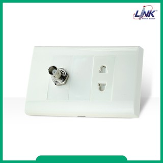 หน้ากากเต้ารับ CCTV + ปลั๊กไฟแบบสำเร็จรูป BNC OUTLET W/RECEPTABLE SET 2x4" LINK (UC-1011)