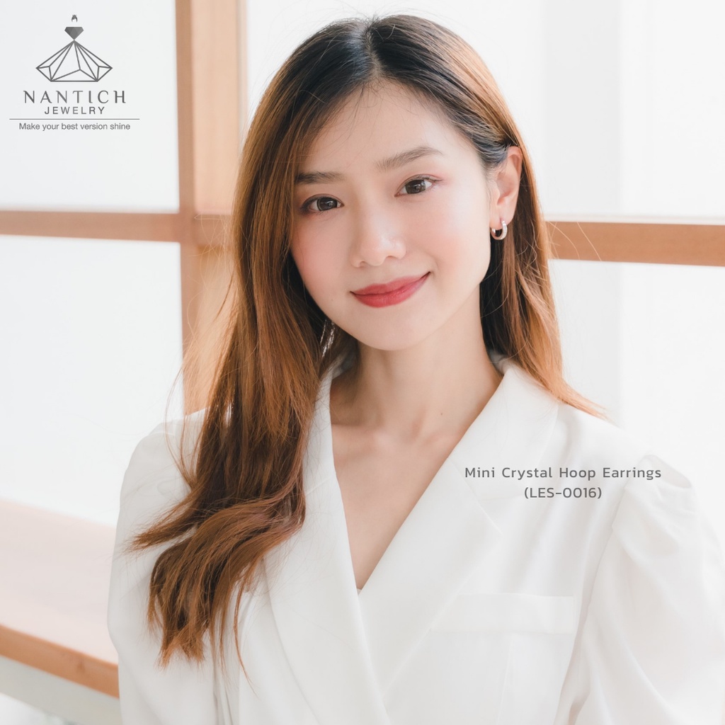 ‍⚕️ [เครื่องประดับ | ปลอดภัย] ต่างหู คนแพ้ง่าย : Mini Crystal Hoop Earrings (LES-0016) Nantich Jewelry ราคา ถูกที่สุด ดีลบีเคเค แกลเลอรีภาพที่ 5