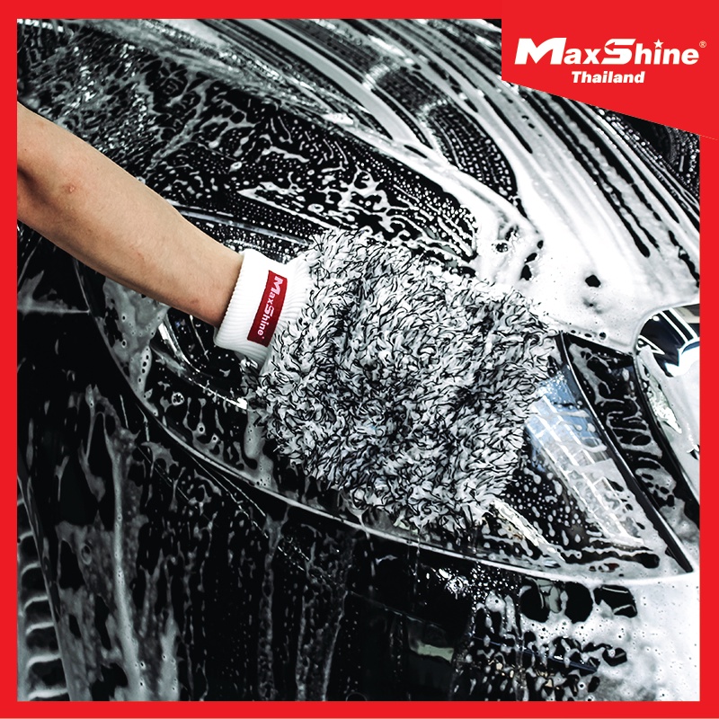 MAXSHINE Microfiber Wash Mitt ถุงมือล้างรถ ถุงมือล้างรถไมโครไฟเบอร์ ขนผ้านุ่ม ไม่ทำให้เกิดรอย