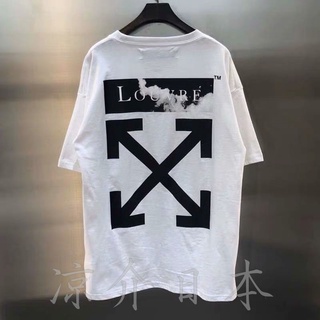 bg Off White Louvre Da Vinci Cloud Arrow Short Sleeve Mens and Womens Round Neck T-Shirt