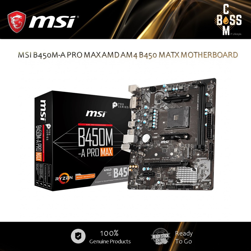 MSI B450M-A PRO MAX AMD AM4 B450 MATX MOTHERBOARD