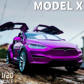 Tesla อุปกรณ์เสริม1:24 Tesla Model X Alloy Car Model Diecast Metal Modified Vehicle Car Model Simulation Collection Soun