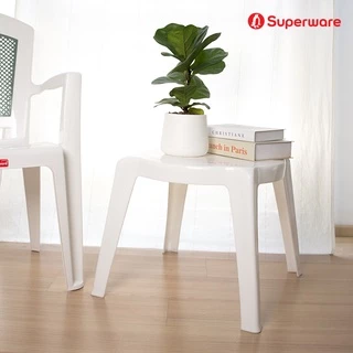 Srithai Superware โต๊ะสนาม ที่วางของ ด้านข้าง พลาสติก ทรงเหลี่ยมมน รุ่น T-13 สีขาว