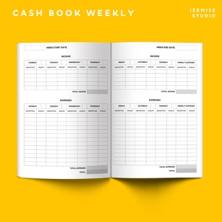 CASH BOOK - weekly - สมุดบันทึกรายรับรายจ่าย รายสัปดาห์