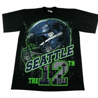 เสื้อยืดผ้าฝ้าย พิมพ์ลาย Seattle Seahawks Football Sport Champs สีดํา สไตล์วินเทจ EPgajk04ANljdj72Size S-5XL