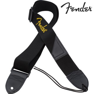 Fender® Strap Black Poly (Yellow) สายสะพายกีตาร์ไฟฟ้า / สายสะพายกีตาร์โปร่ง 2 นิ้ว มีตราโลโก้ Fender ของแท้ 100%