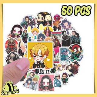 MANINI (50 ชิ้น) สติ๊กเกอร์ demonslayer Kimetsu no Yaiba 50แผ่น กันน้ำ สติ๊กเกอร์ ใช้ซ้ำได้ กระโปรงหลังรถ โทรศัพท์มือถือ