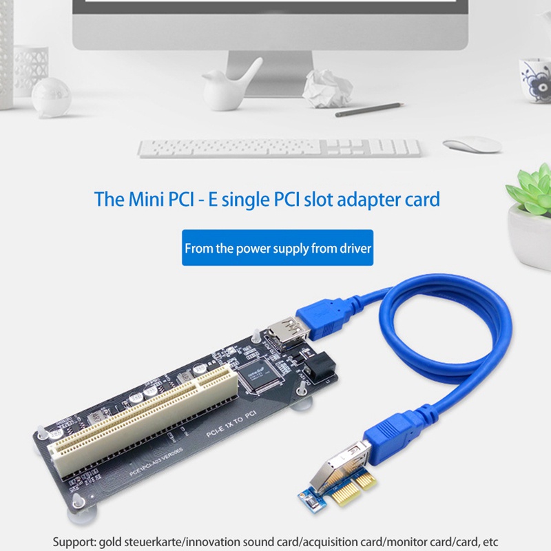 PCIE PCI-E PCI Express X1 to PCI Riser Card Bus Card High Efficiency Adapter Converter USB 3.0 Cable for Desktop PC
