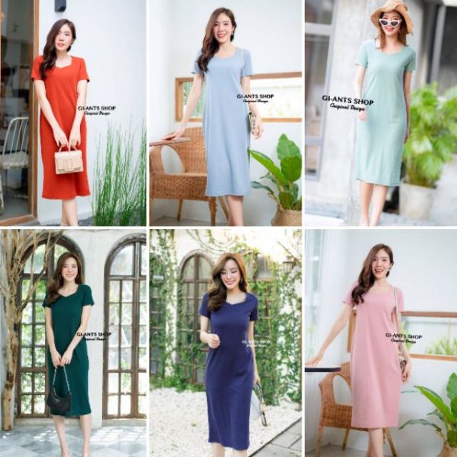 GI-ANTS เดรสคอ5เหลี่ยม แขนสั้น ไจแอนท์