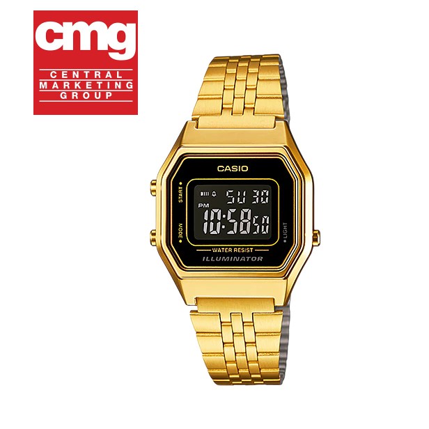 นาฬิกาข้อมือ Casio Standard Vintage สีทอง จอดำ รุ่น LA680WGA-1B ของแท้ ประกันศูนย์ CMG 1 ปี