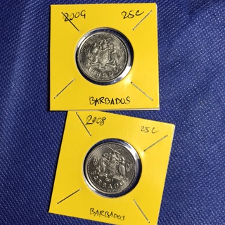 Special Lot No.60265 ปี2008-2009 BARBADOS 25 CENTS เหรียญสะสม เหรียญต่างประเทศ เหรียญเก่า หายาก ราคาถูก