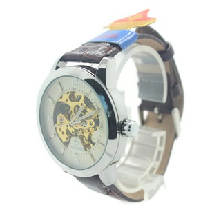 Debor นาฬิกา สายหนัง หน้าสีเงิน (Automatic Movements) - DA010 (Silver)