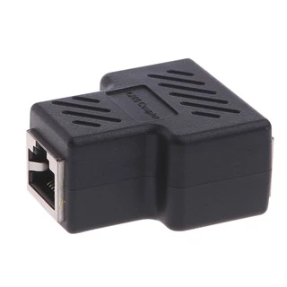 1 To 2 Ways LAN Ethernet Network Cable RJ45 Female Splitter อะแดปเตอร์เชื่อมต่อ