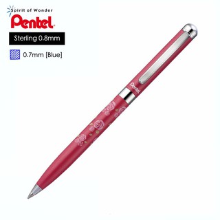 Pentel ปากกาลูกลื่น เพนเทล Sterling ลายกุหลาบ ด้ามสีชมพูเข้ม 0.8mm B820