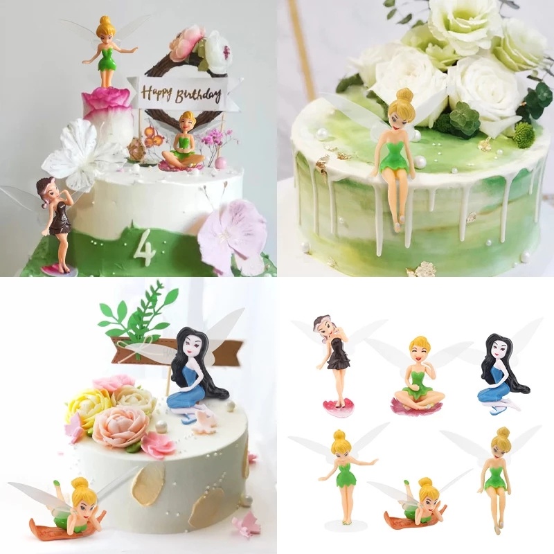 ขายร้อน - 6 แพ็ค Tiny Tinkerbell Fairy Tale ตุ๊กตาสาวเค้กตกแต่ง Garden Decor Party ตุ๊กตาคริสต์มาสขอ