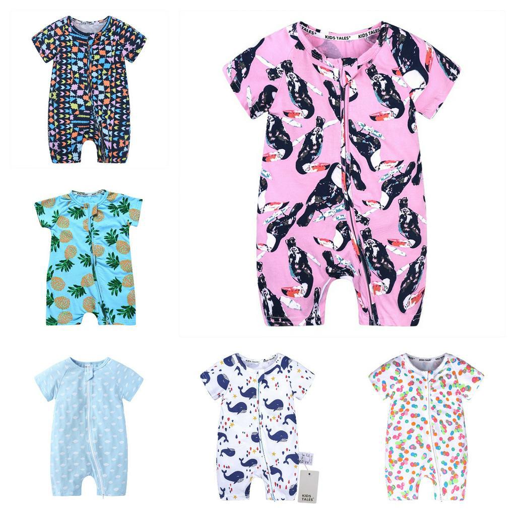 ชุดจั๊มสูทรอมเปอร์ แขนสั้น พิมพ์ลายการ์ตูน One Piece สําหรับเด็กทารก 0-3 ปี