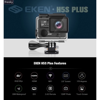 Eken H5S Plus กล้องแอคชั่น หน้าจอสัมผัส 2.0 นิ้ว HD 4K 30fps EIS พร้อมชิป Ambarella A12 กันน้ํา 30 เมตร