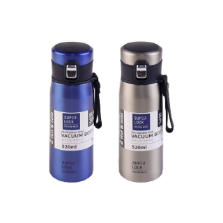 Super Lock ขวดน้ำสแตนเลส เก็บอุณภูมิร้อน - เย็นได้นาน 12 ชม.รุ่น 1863 (520 มล.) Stainless Bottle กระบอกน้ำ มี 2 สี