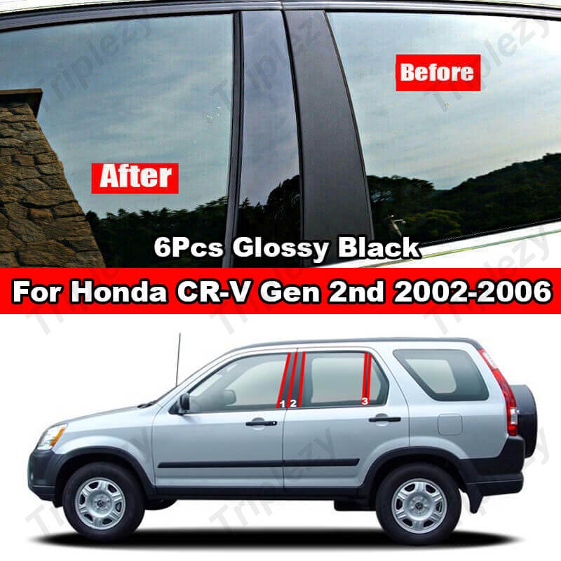 สําหรับ Honda CRV CR-V 2002-2006 Gen 2 2nd G2 6 ชิ้นรถหน้าต่างประตูคอลัมน์ BC BC เสาโพสต์ฝาครอบ Trim