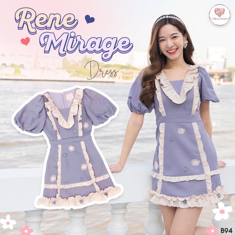 (ไลฟ์ใช้โค้ด 50%)(ส่งฟรี) เดรสแบรนด์ Maria dimond size XS มือ 1 ป้ายห้อย