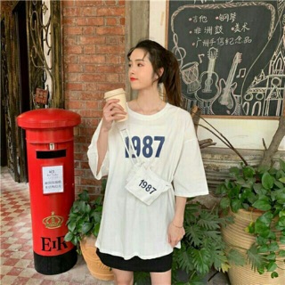 เสื้อ Oversize  พร้อมกระเป๋า อก 42 -44นิ้ว ทรงไหล่ตก #1987