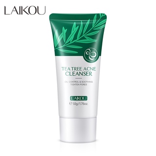 Laikou Tea Tree คลีนเซอร์ทําความสะอาดผิวหน้าบรรเทาอาการปวดสิว 50กรัม.