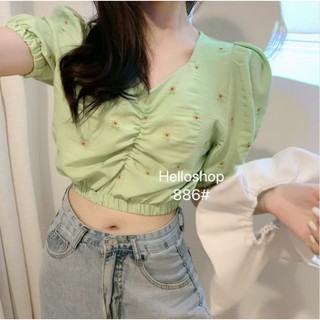 🛒สินค้าพร้อมส่งค่ะ🛒มาแล้วจ้า‼️เสื้อครอป แขนตุ๊กตา ดึงสม็อคแขนและชายเสื้อ สวยม๊ากค่ะ💦✨